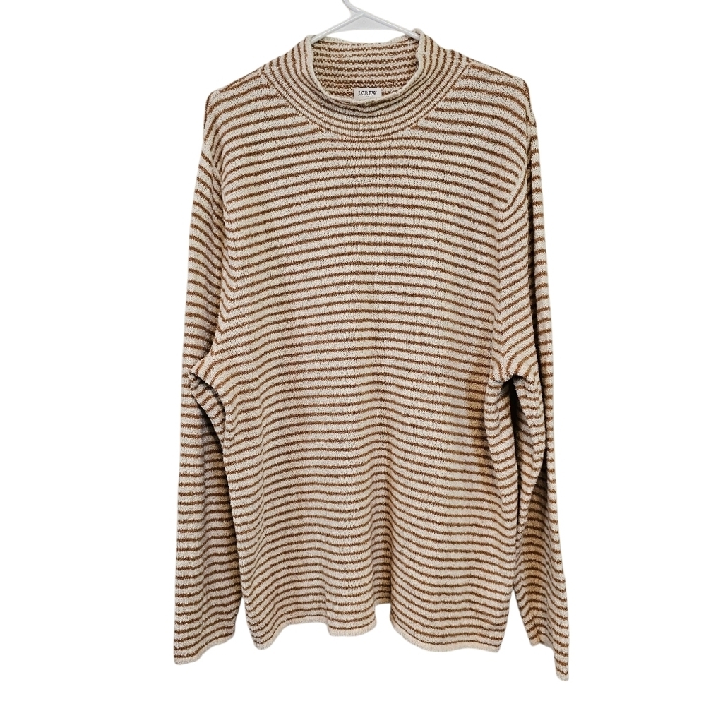 J. Crew Textured Striped Knit Mock Neck Pullover Sweater Plus Size